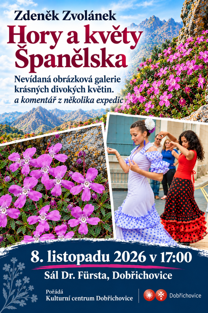 Plakát: Hory a květy Španělska – přednáška Zdeňka Zvolánka