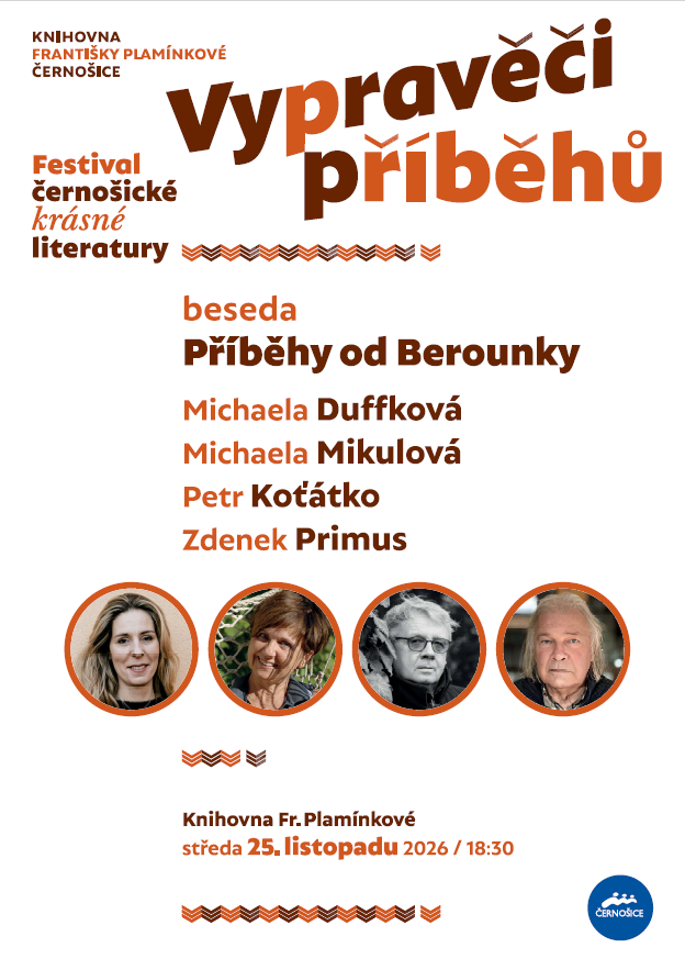Plakát: Příběhy od Berounky – beseda se spisovateli