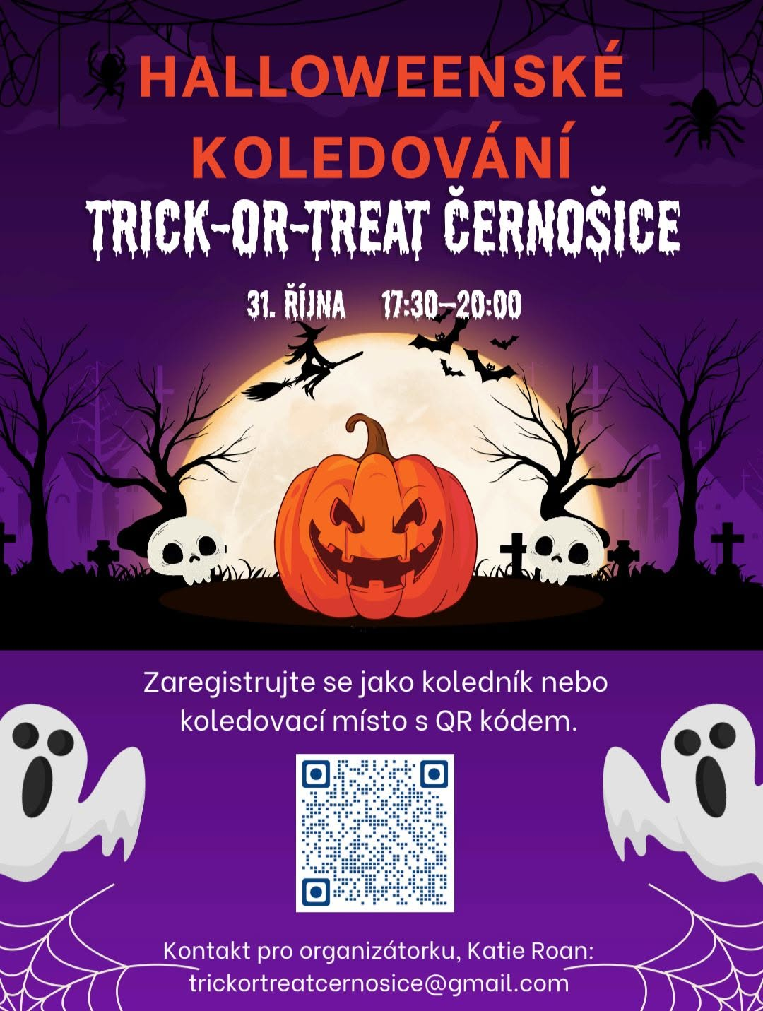 Plakát: Halloweenské koledování Trick-or-Treat Černošice