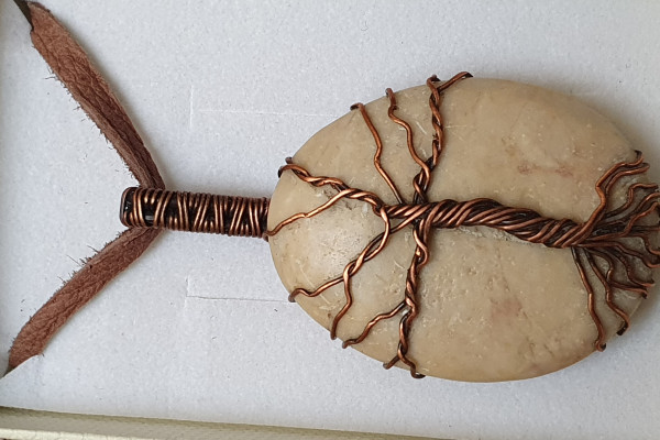 Náhrdelník - Strom - autorský  drátkovaný  šperk s Mramorem